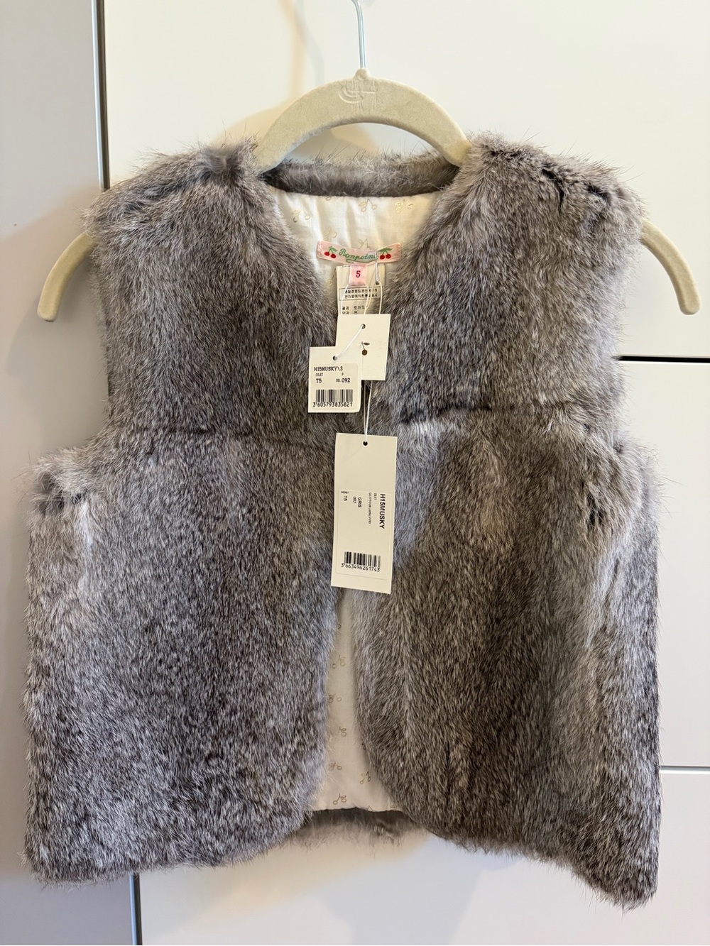 Bonpoint Rabbit Fur Vest for Kids -Gray